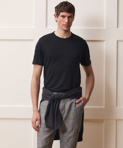 Todd Snyder Linen Pocket Tee in Blacktop Blacktop