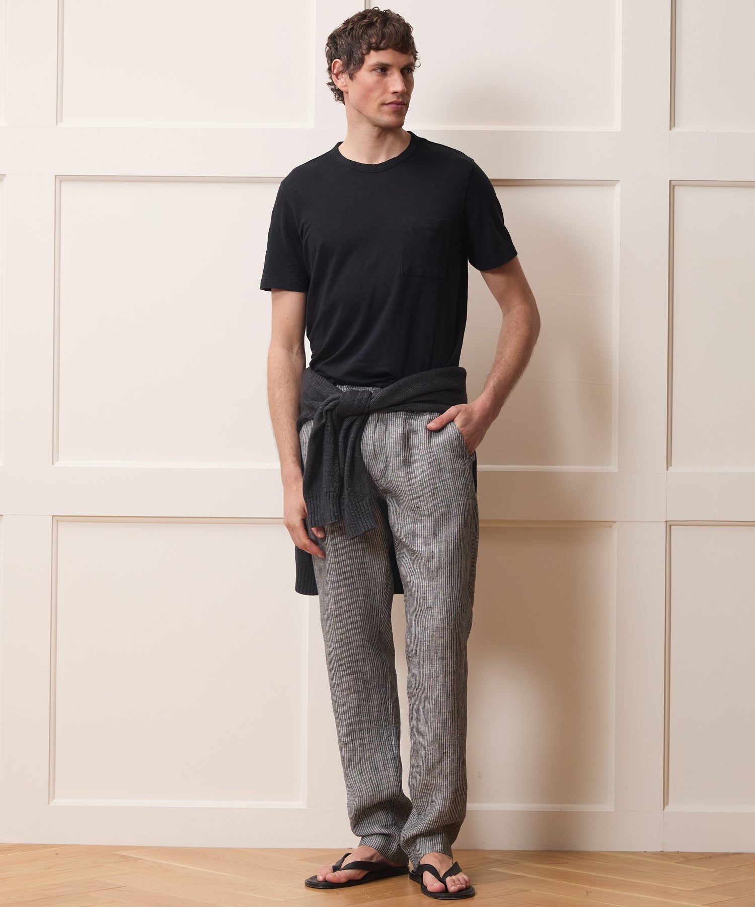 Todd Snyder Linen Pocket Tee in Blacktop Blacktop