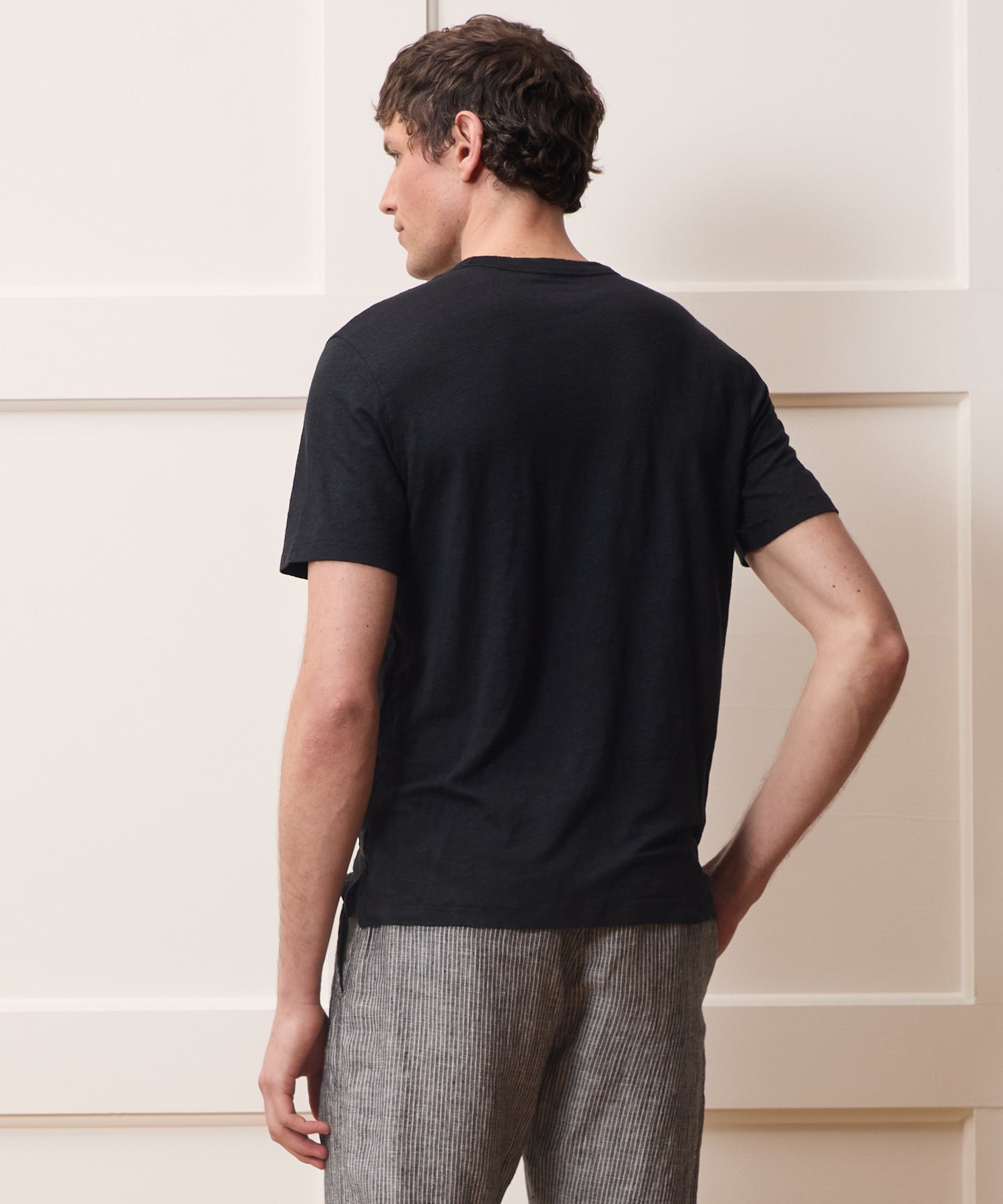 Todd Snyder Linen Pocket Tee in Blacktop Blacktop