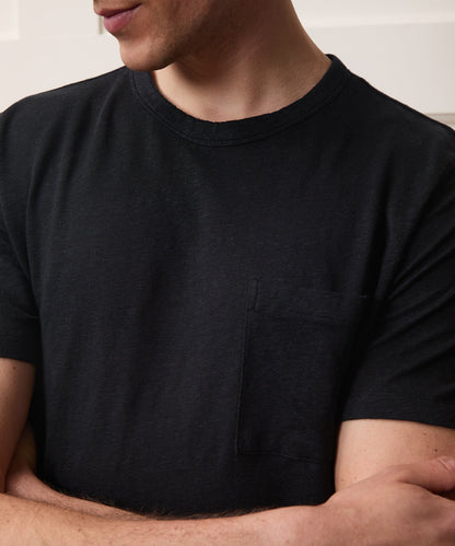 Todd Snyder Linen Pocket Tee in Blacktop Blacktop