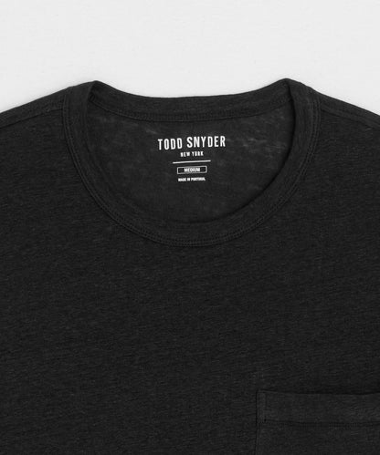 Todd Snyder Linen Pocket Tee in Blacktop Blacktop