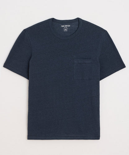 Todd Snyder Linen Pocket Tee in Classic Navy Classic Navy