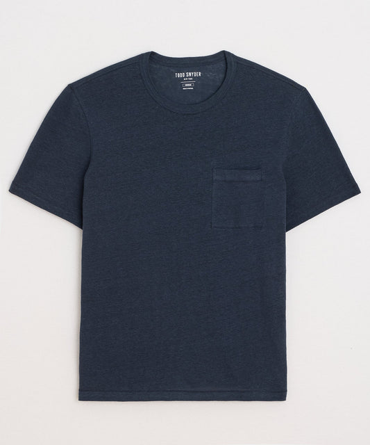 Todd Snyder Linen Pocket Tee in Classic Navy Classic Navy