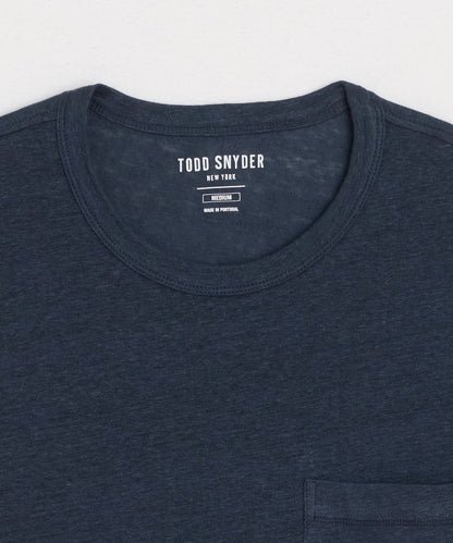 Todd Snyder Linen Pocket Tee in Classic Navy Classic Navy