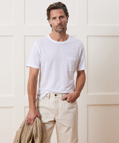 Todd Snyder Linen Pocket Tee in White White