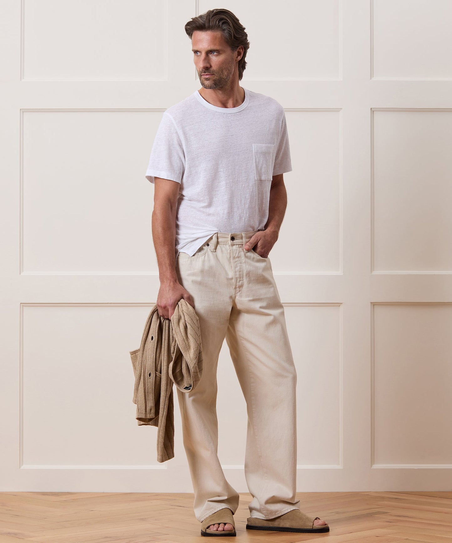 Todd Snyder Linen Pocket Tee in White White