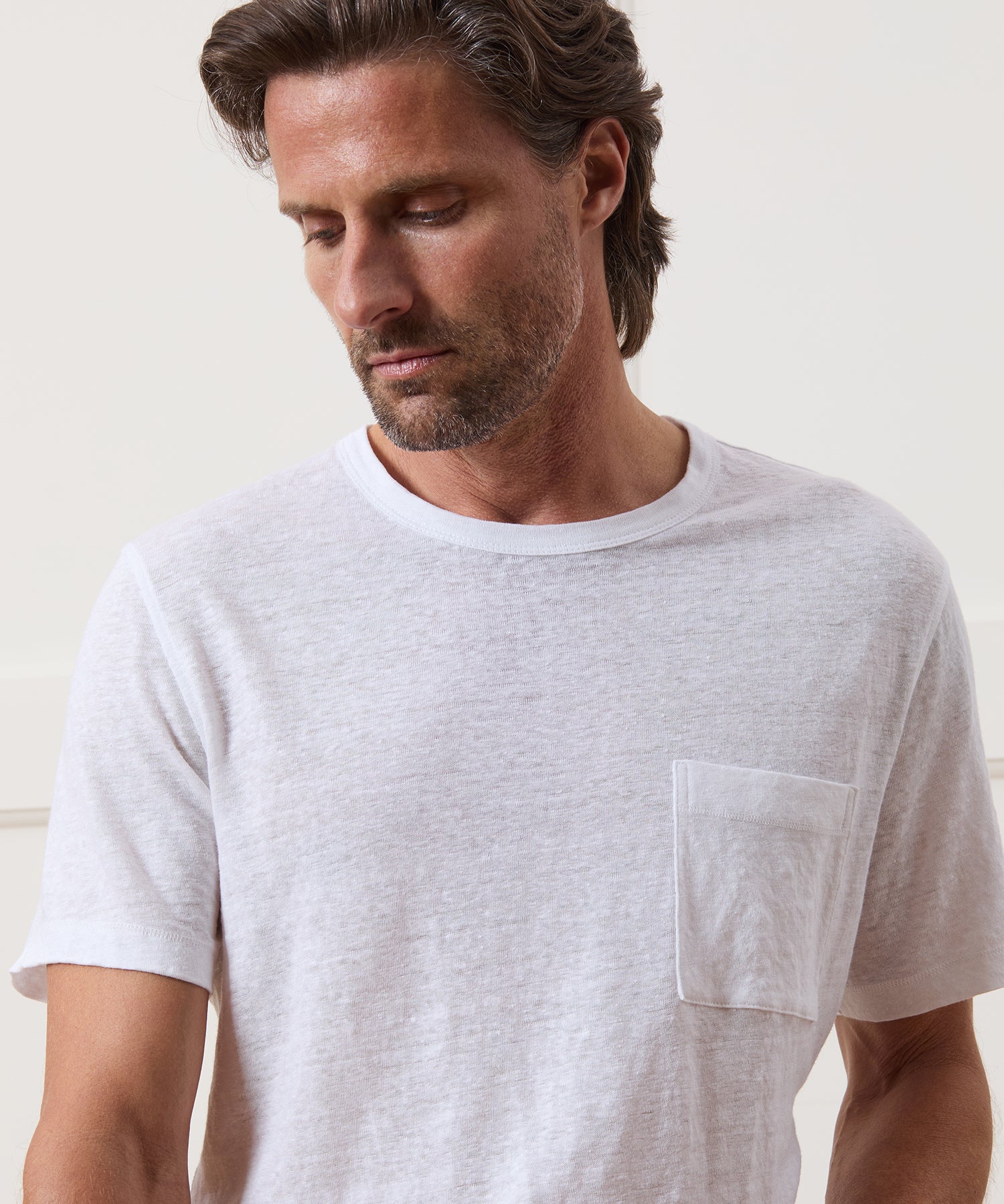 Todd Snyder Linen Pocket Tee in White White