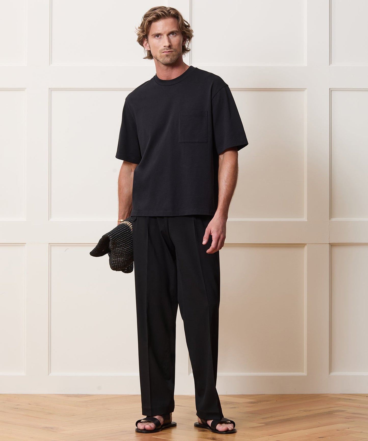 Todd Snyder Boxy Jersey Tee in Black Black