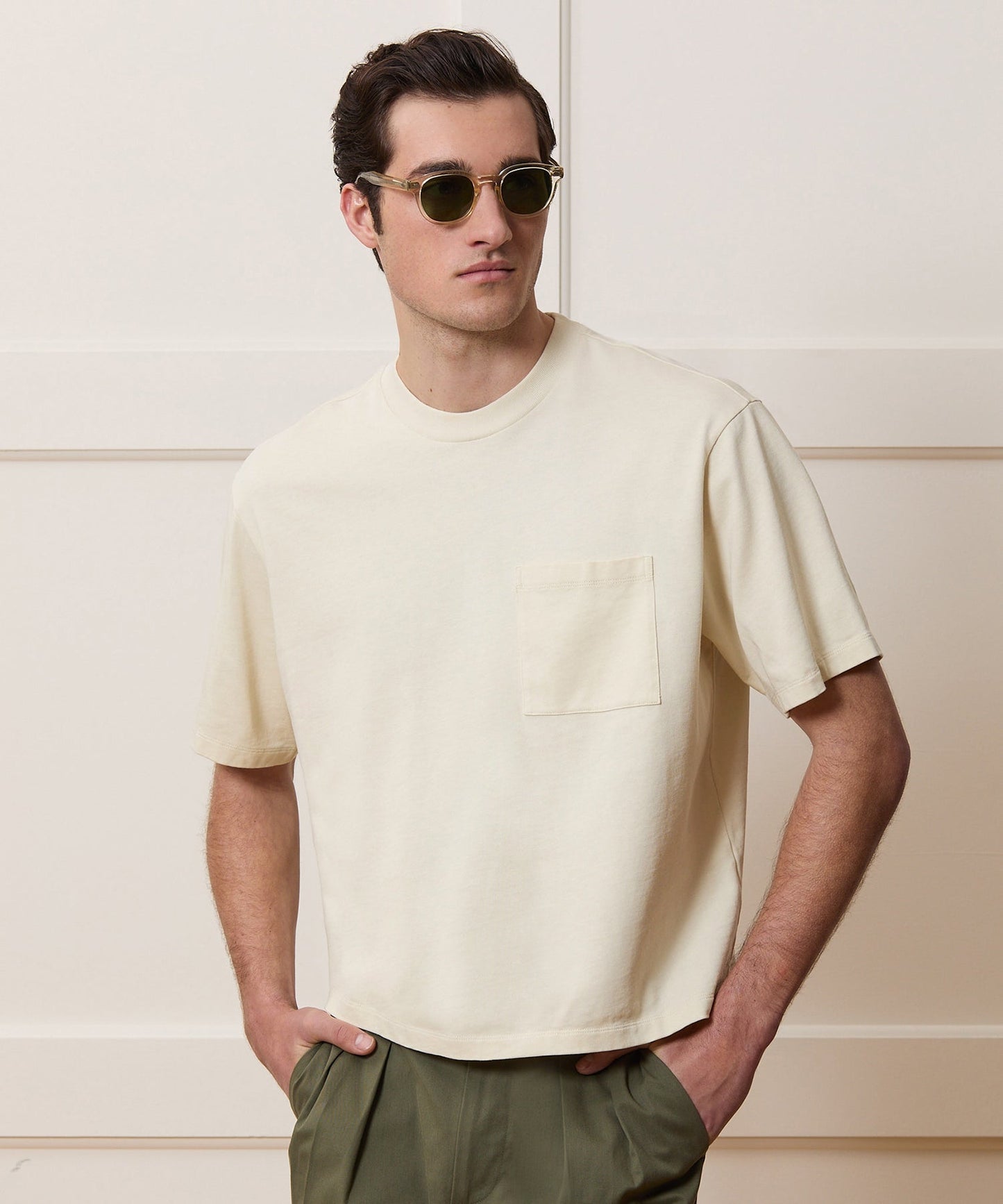 Todd Snyder Boxy Jersey Tee in Chalk Chalk