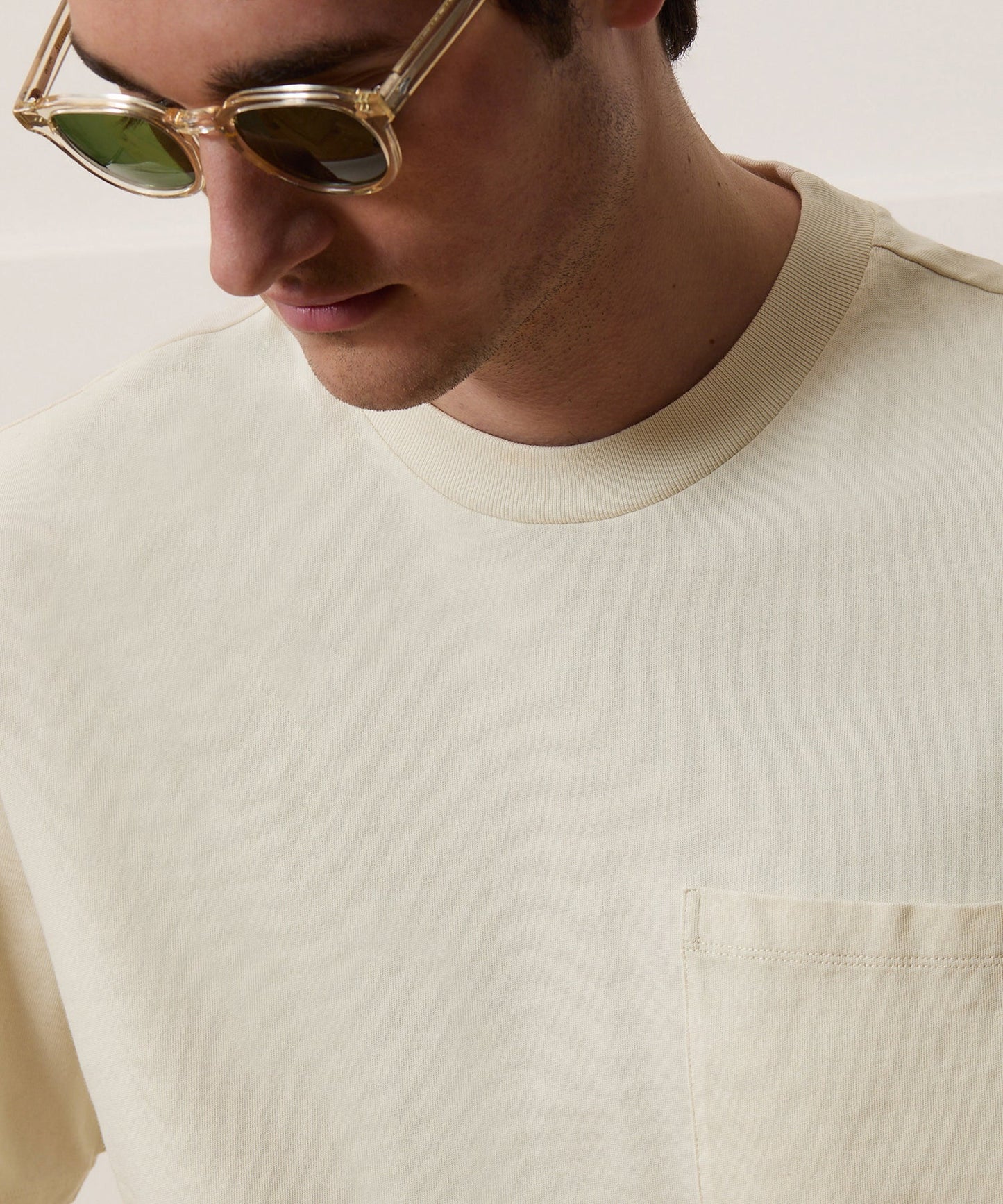 Todd Snyder Boxy Jersey Tee in Chalk Chalk