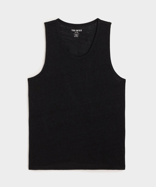 Todd Snyder Linen Tank Top in Blacktop Blacktop
