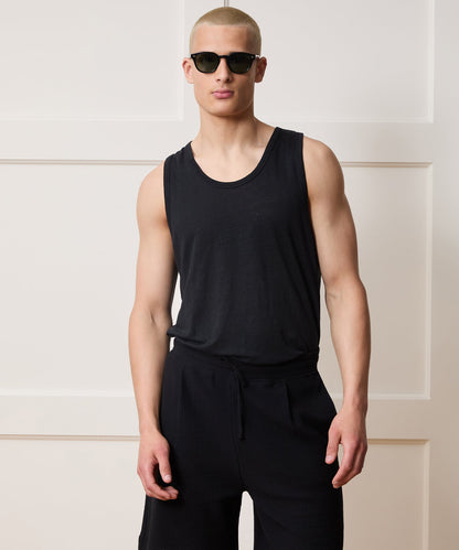 Todd Snyder Linen Tank Top in Blacktop Blacktop