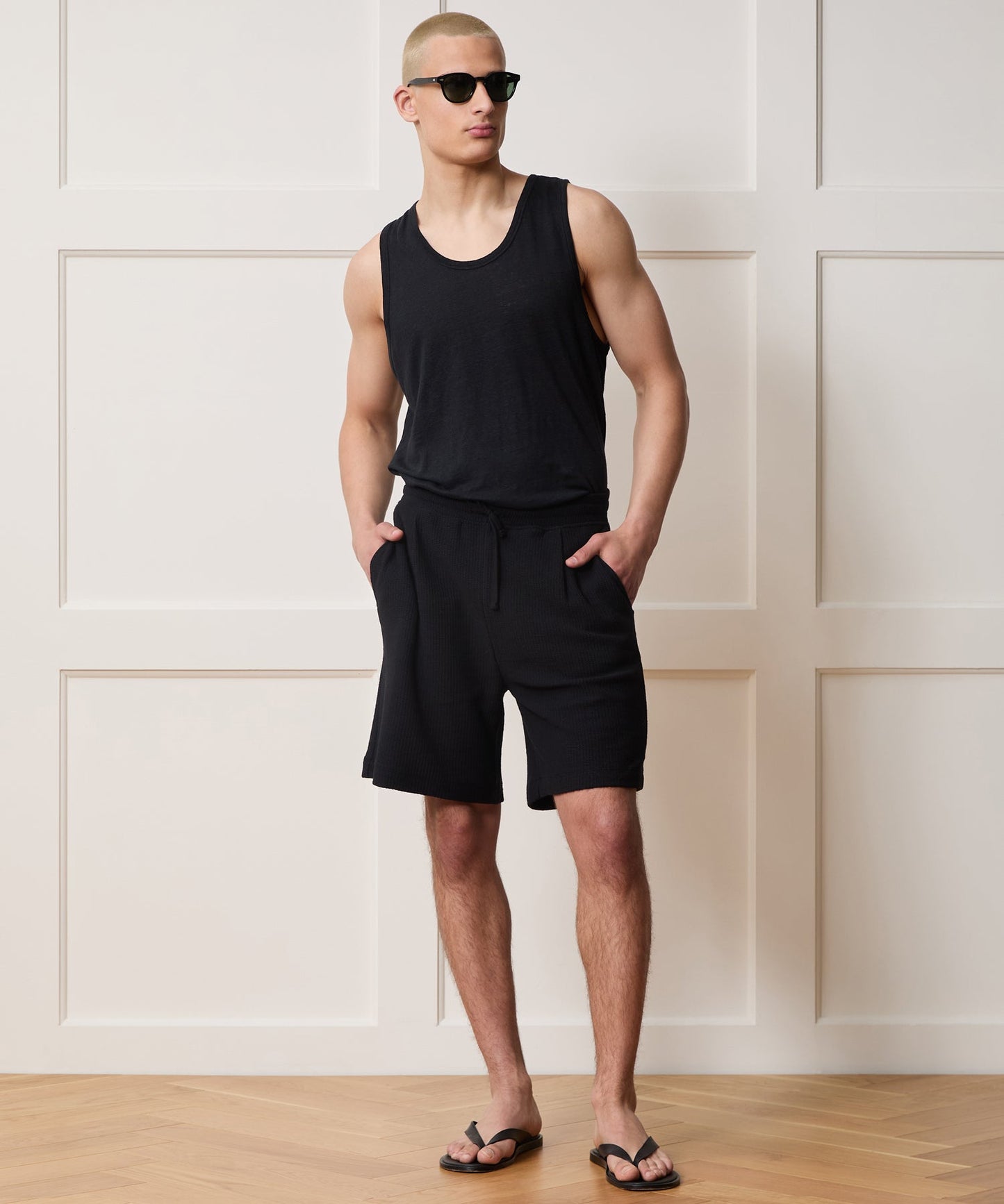 Todd Snyder Linen Tank Top in Blacktop Blacktop