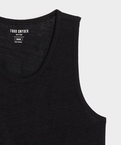 Todd Snyder Linen Tank Top in Blacktop Blacktop
