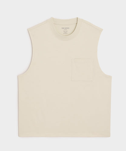 Todd Snyder Boxy Jersey Muscle Tank in Chalk Chalk