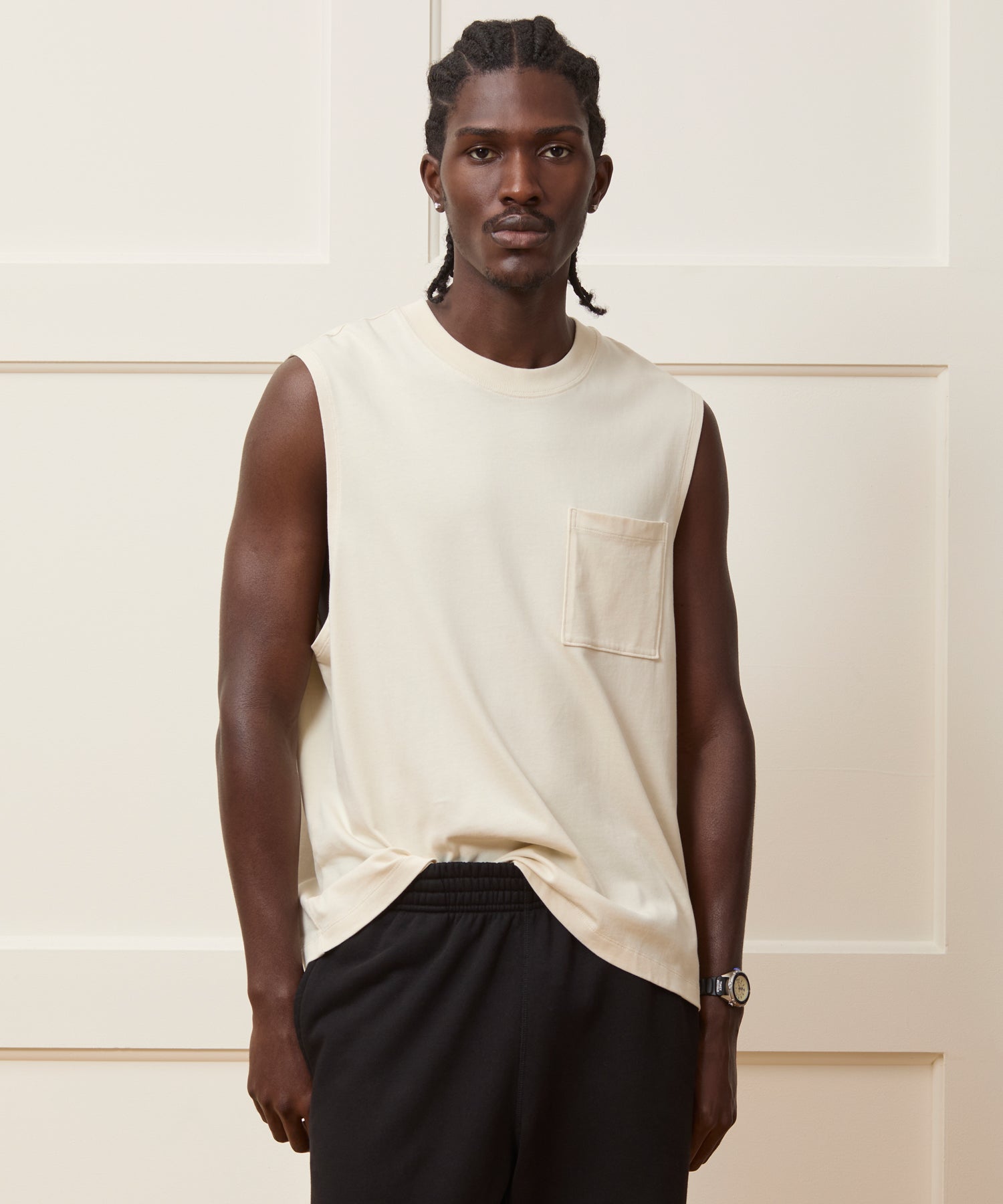 Todd Snyder Boxy Jersey Muscle Tank in Chalk Chalk