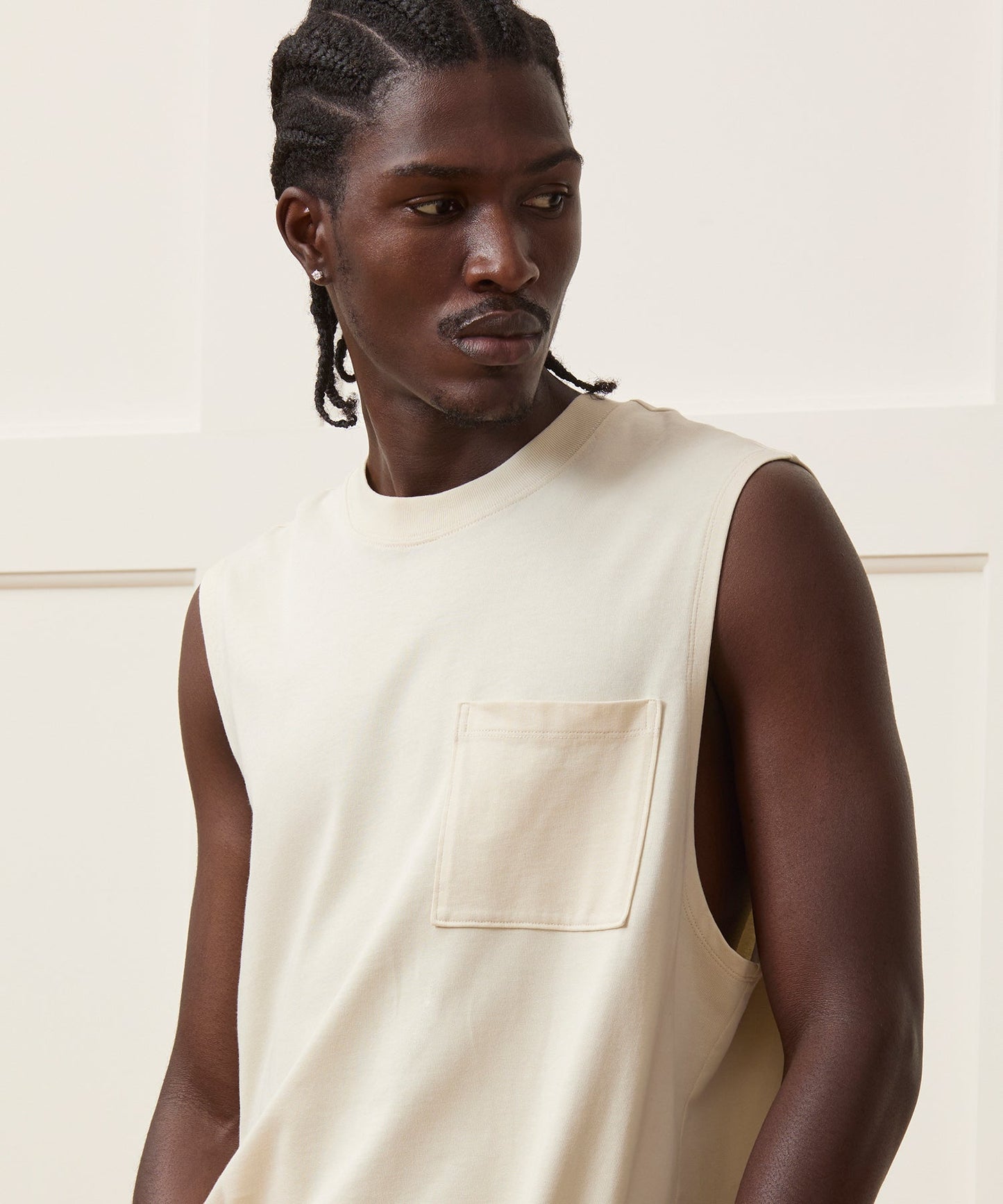 Todd Snyder Boxy Jersey Muscle Tank in Chalk Chalk
