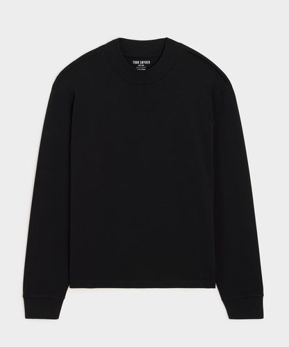 Todd Snyder Boxy Jersey Mockneck Tee in Black Black