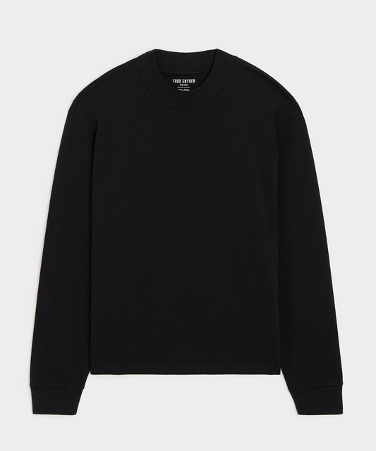 Todd Snyder Boxy Jersey Mockneck Tee in Black Black