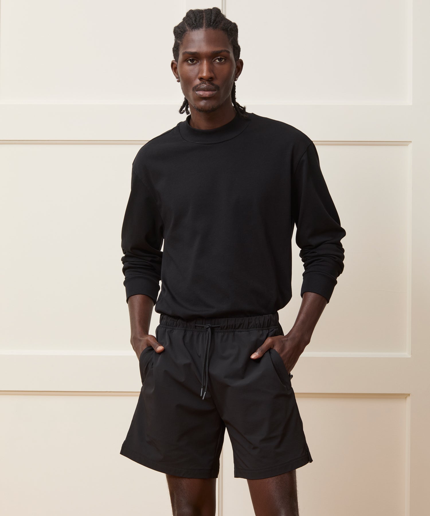Todd Snyder Boxy Jersey Mockneck Tee in Black Black