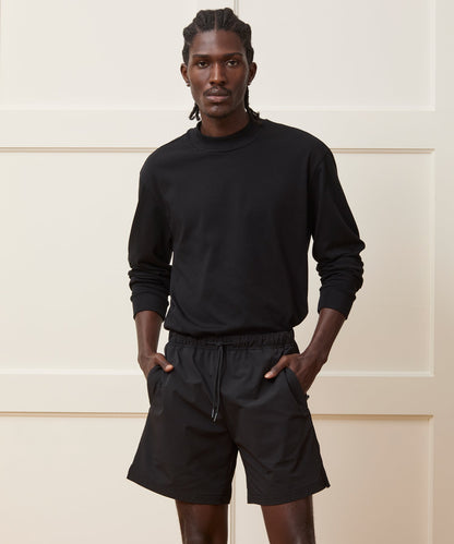 Todd Snyder Boxy Jersey Mockneck Tee in Black Black