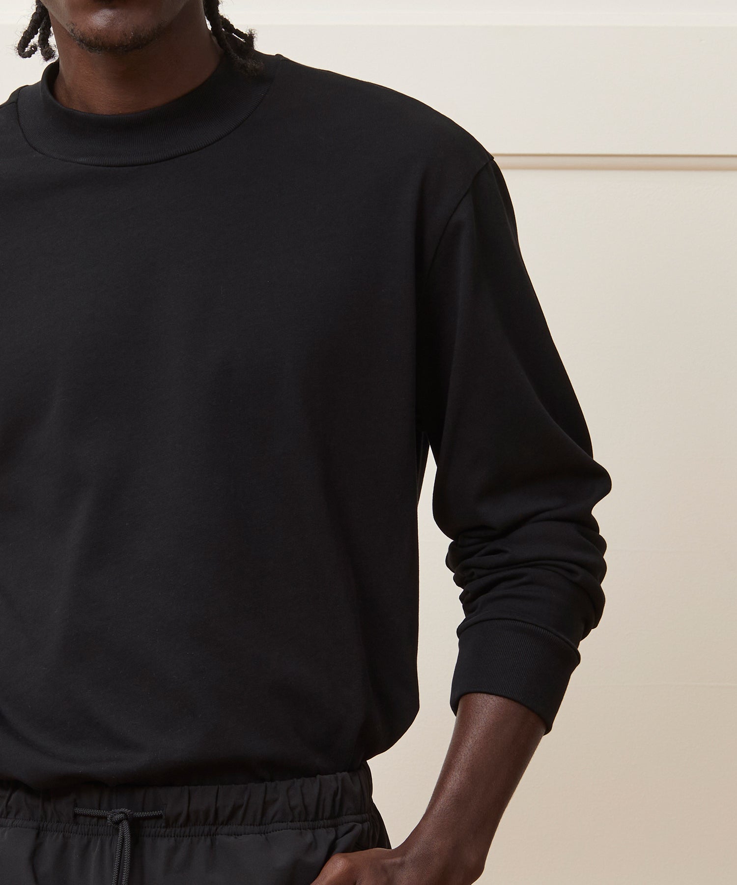 Todd Snyder Boxy Jersey Mockneck Tee in Black Black