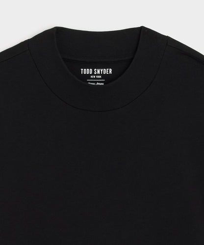 Todd Snyder Boxy Jersey Mockneck Tee in Black Black