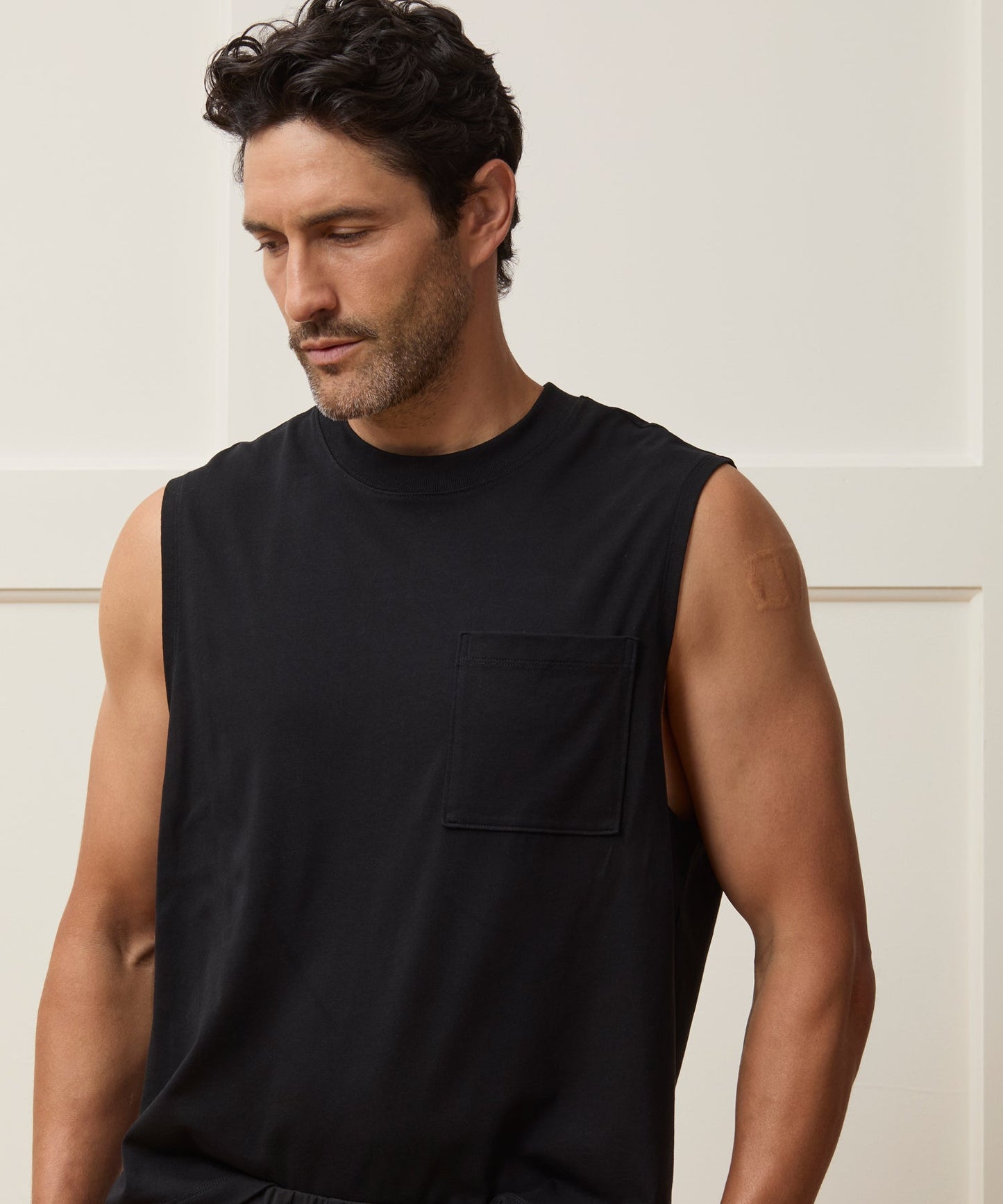 Todd Snyder Boxy Jersey Muscle Tank in Black Black