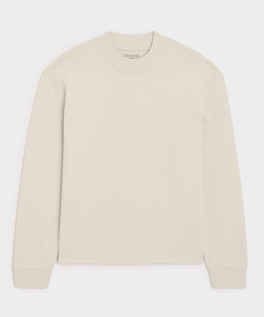Todd Snyder Boxy Jersey Mockneck Tee in Chalk Chalk