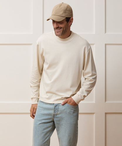 Todd Snyder Boxy Jersey Mockneck Tee in Chalk Chalk