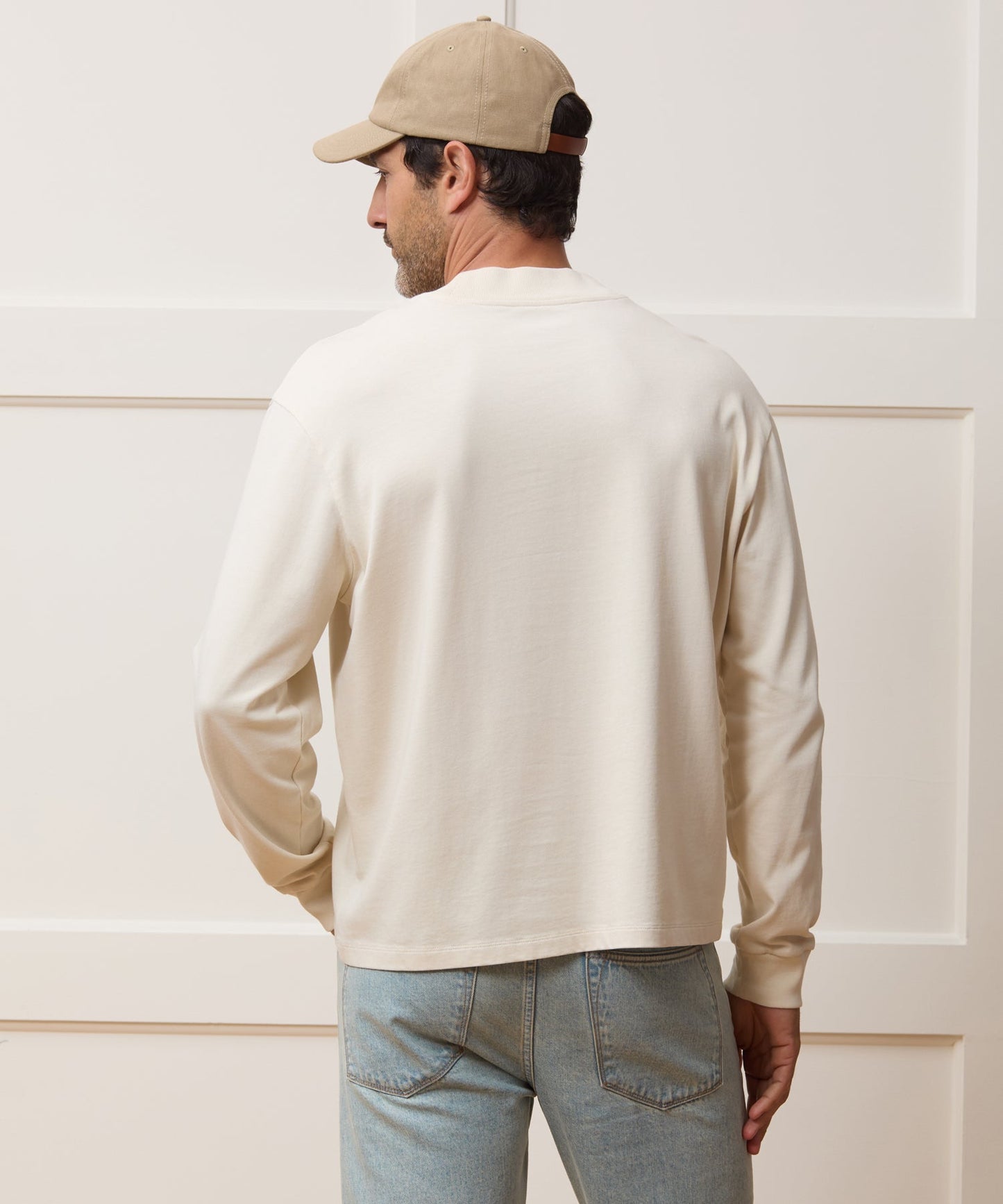 Todd Snyder Boxy Jersey Mockneck Tee in Chalk Chalk