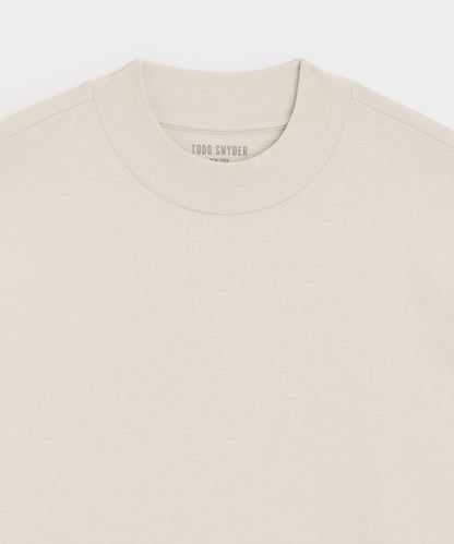 Todd Snyder Boxy Jersey Mockneck Tee in Chalk Chalk