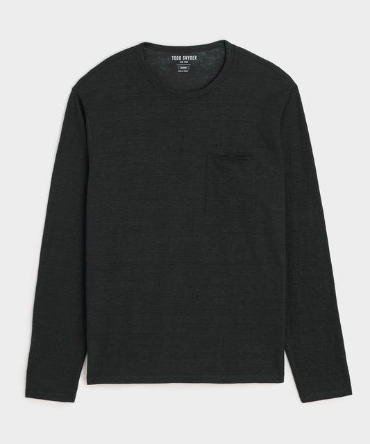 Todd Snyder Linen Jersey Pocket Tee in Blacktop Blacktop