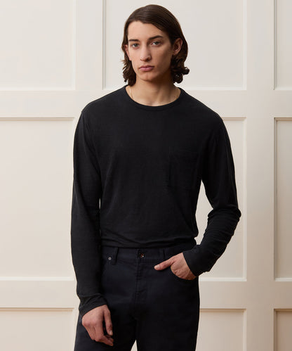 Todd Snyder Linen Jersey Pocket Tee in Blacktop Blacktop