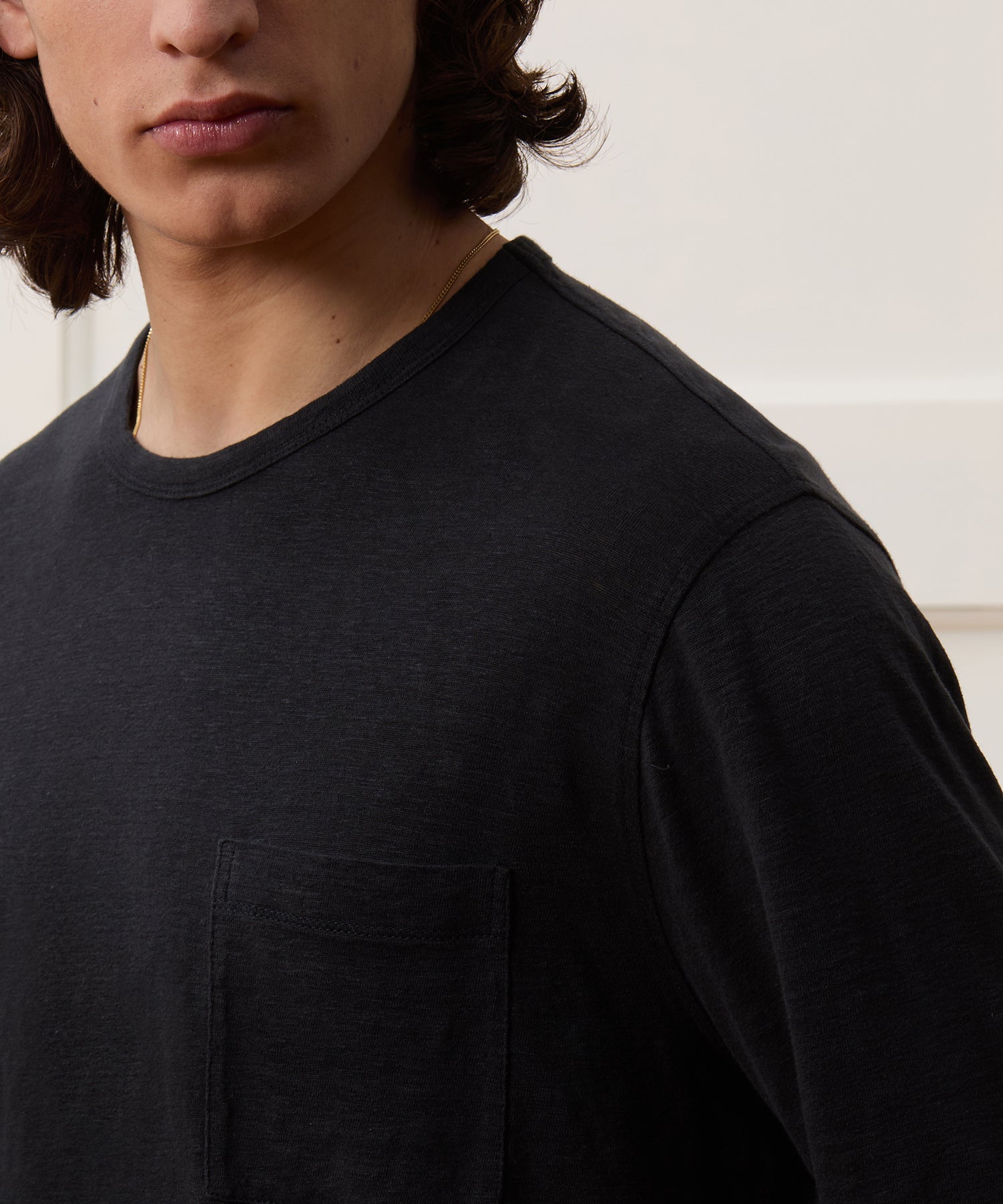 Todd Snyder Linen Jersey Pocket Tee in Blacktop Blacktop