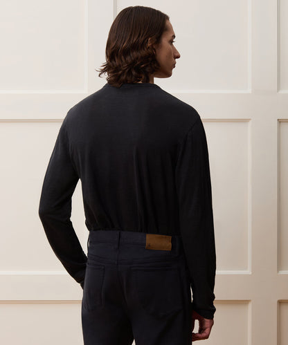 Todd Snyder Linen Jersey Pocket Tee in Blacktop Blacktop