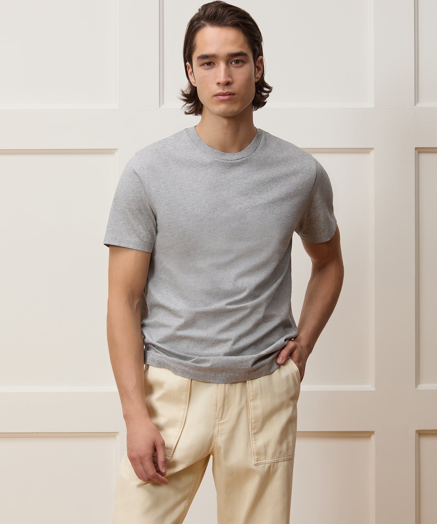 Todd Snyder Premium Jersey Tee in Grey Heather Grey Heather