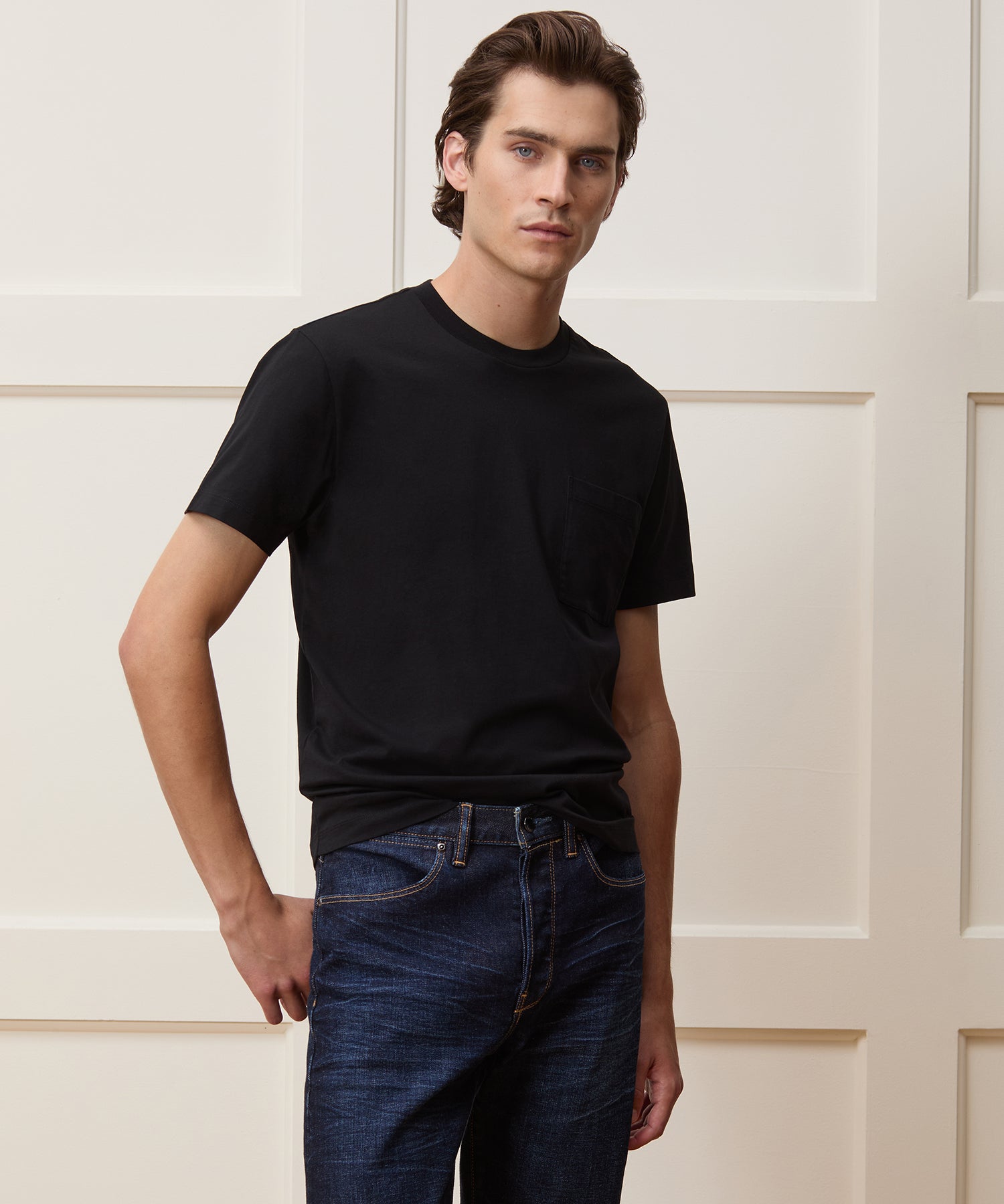 Todd Snyder Premium Jersey Pocket Tee in Black Black