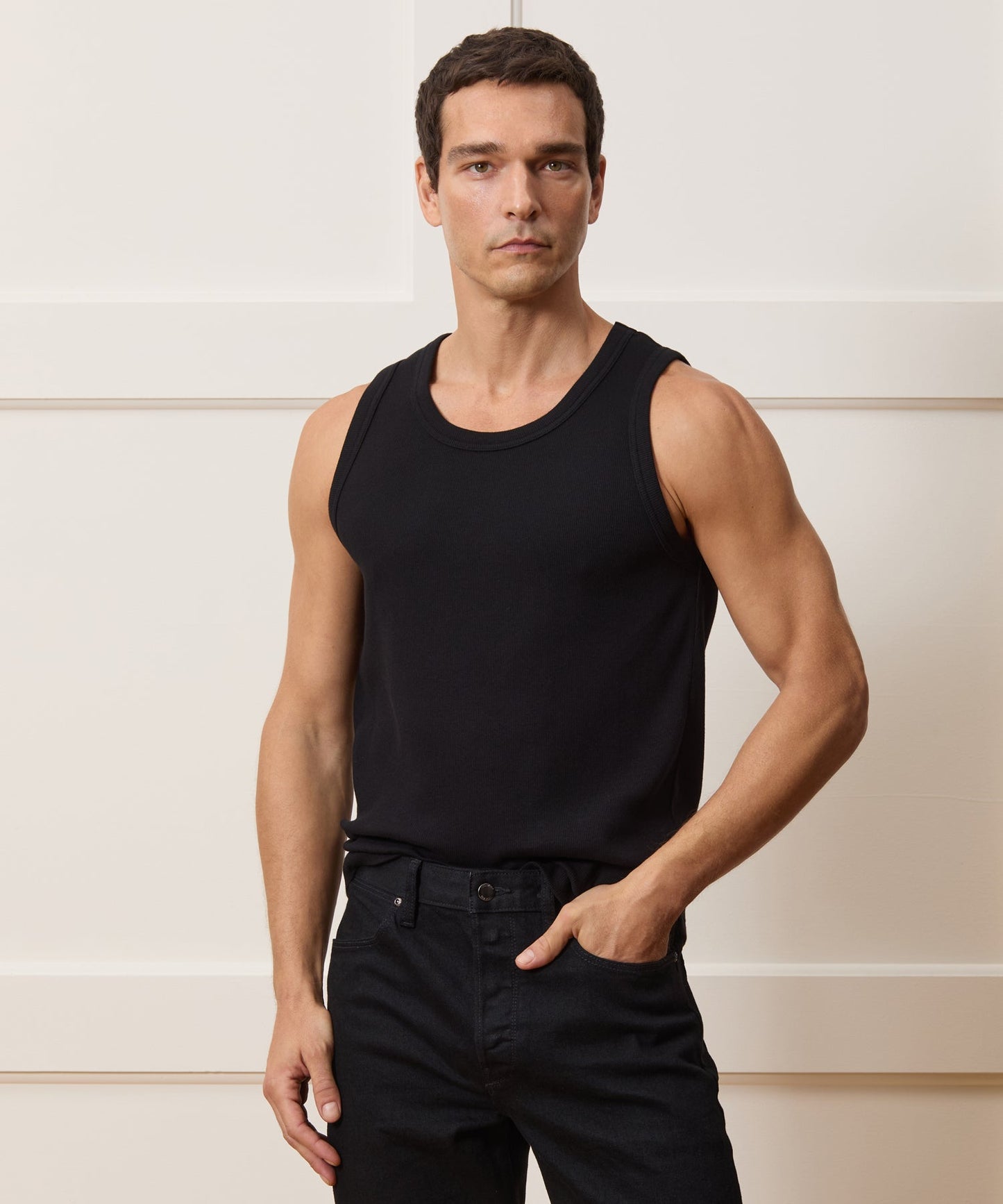 Todd Snyder Cotton Ribbed Tank in Black Black