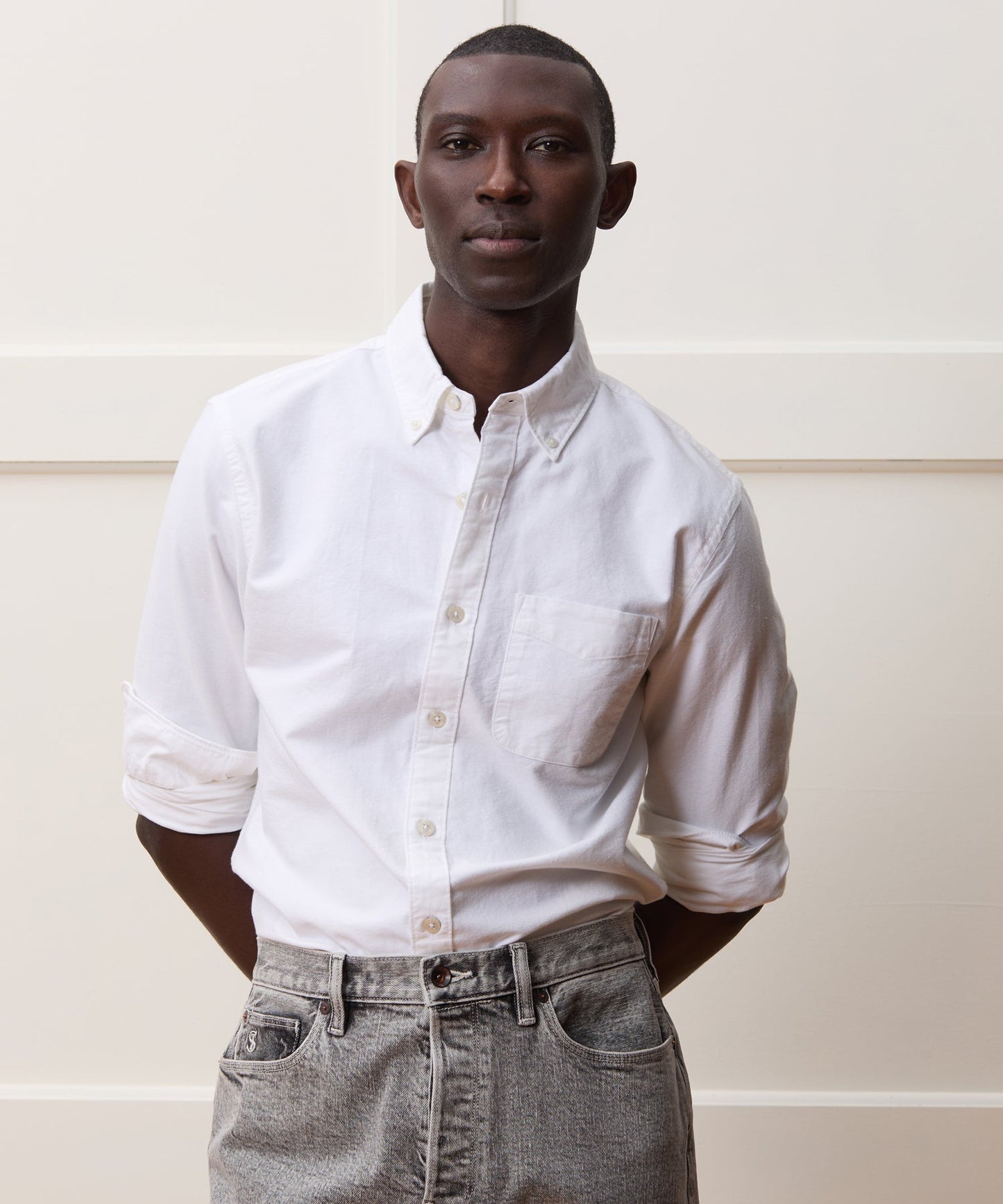 Todd Snyder Classic Fit Japanese Selvedge Oxford Button-Down Collar Shirt in White White