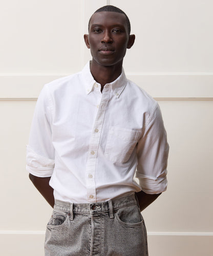 Todd Snyder Classic Fit Japanese Selvedge Oxford Button-Down Collar Shirt in White White