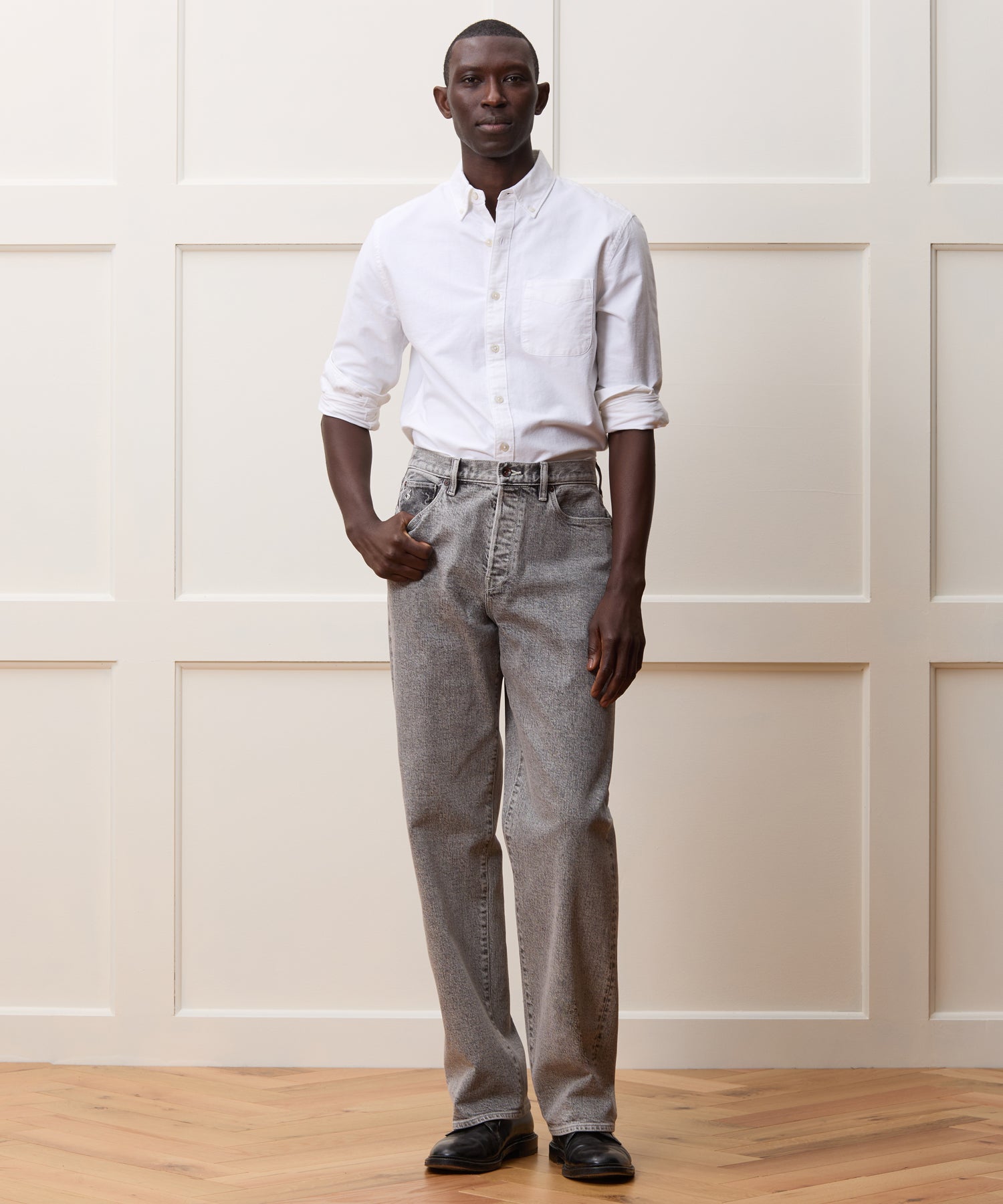 Todd Snyder Classic Fit Japanese Selvedge Oxford Button-Down Collar Shirt in White White