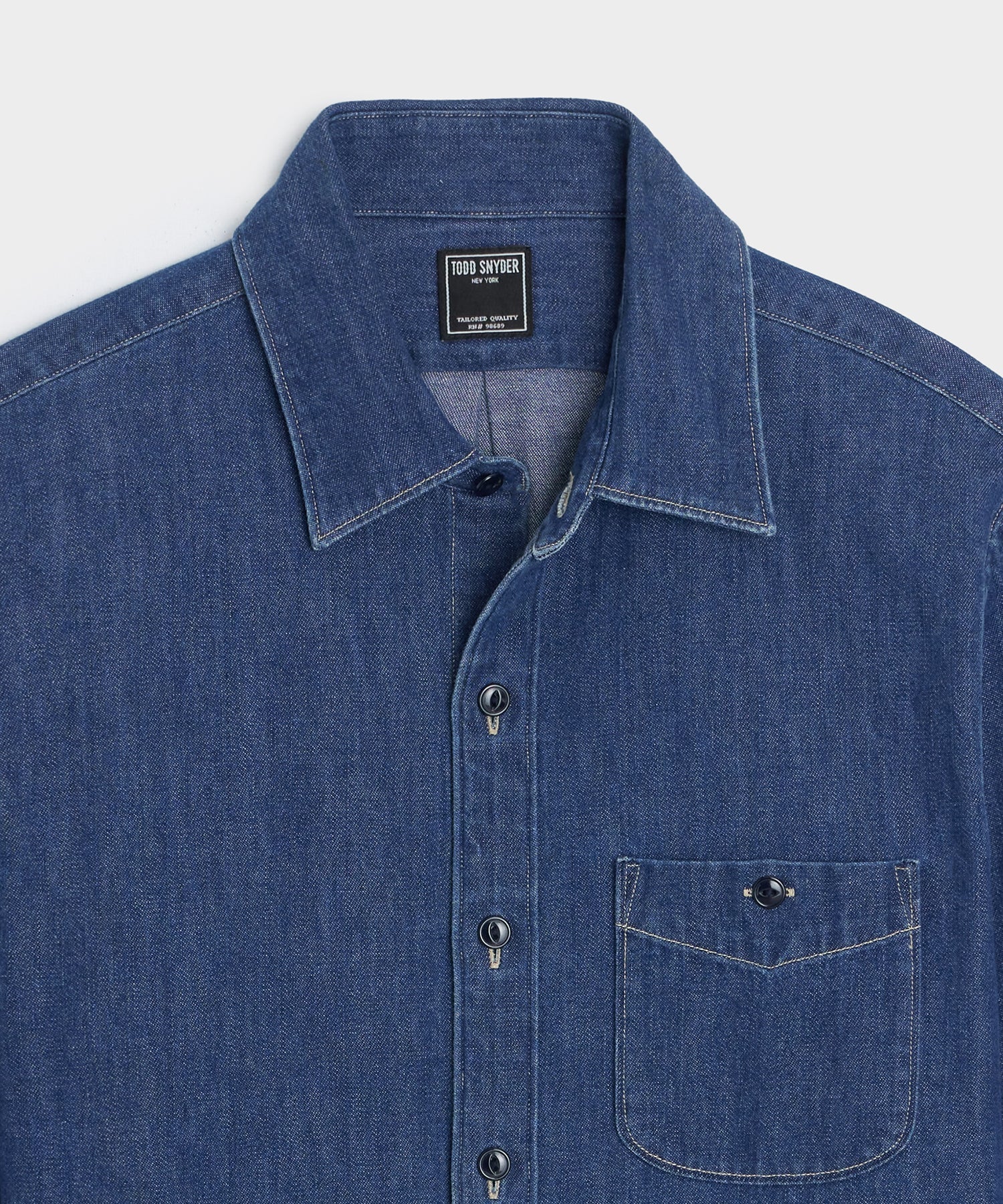 Todd Snyder Slim Fit Denim Point Collar Shirt in Indigo Indigo