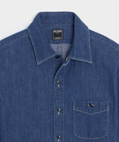 Todd Snyder Slim Fit Denim Point Collar Shirt in Indigo Indigo