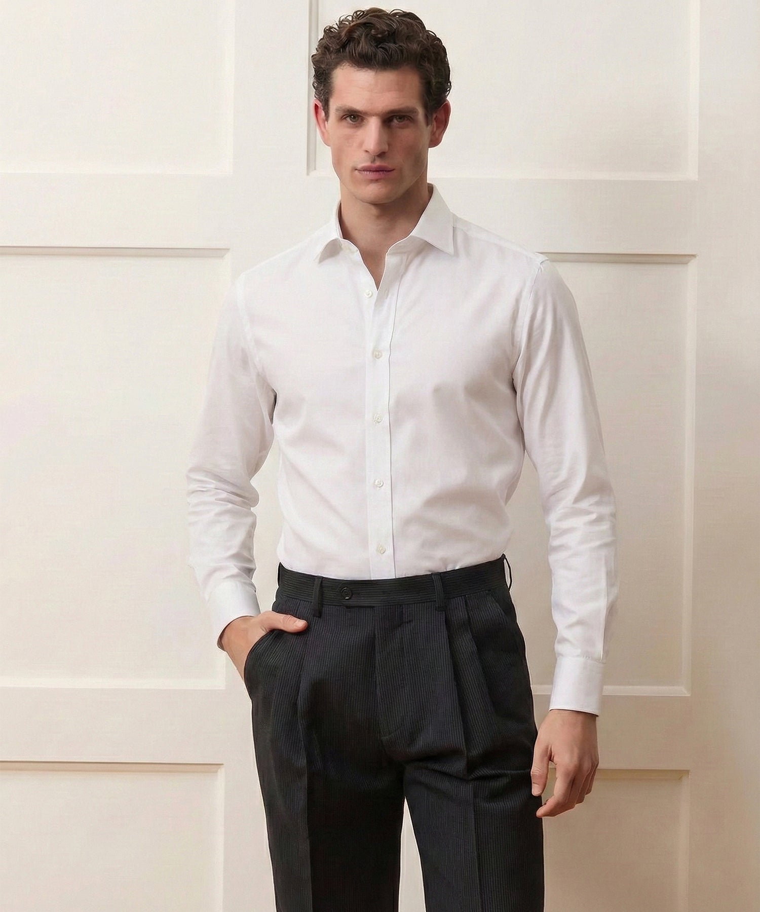 Todd Snyder Slim Fit Cotton Poplin Spread Collar Dress Shirt in White White