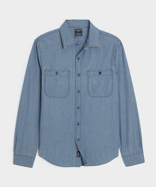 Todd Snyder Slim Fit Japanese Chambray Work Shirt in Indigo Indigo