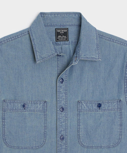 Todd Snyder Slim Fit Japanese Chambray Work Shirt in Indigo Indigo