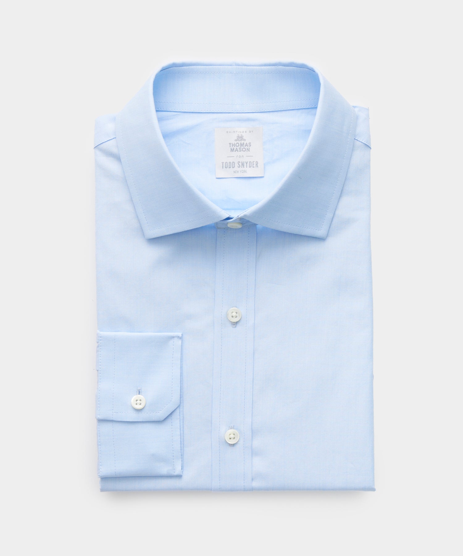 Todd Snyder Slim Fit Cotton Poplin End On End Spread Collar Dress Shirt in Blue Blue