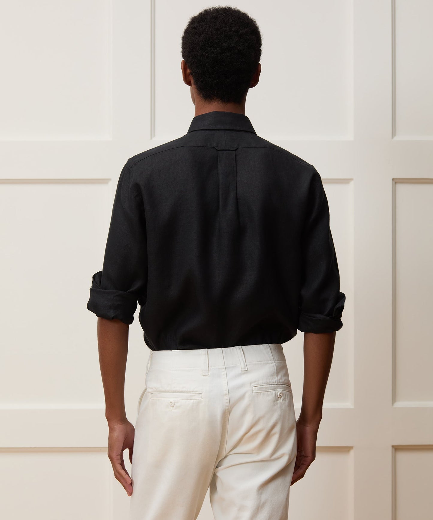 Todd Snyder Slim Sea Soft Irish Linen Point Collar Shirt in Black Black