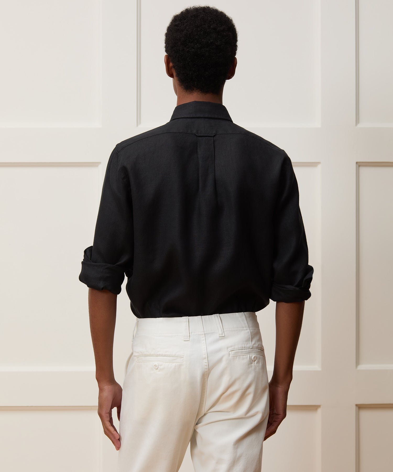 Todd Snyder Slim Sea Soft Irish Linen Point Collar Shirt in Black Black